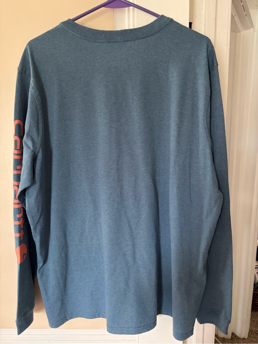 Carhartt Men’s Long-Sleeve Crewneck Shirt — Slate Blue/Teal